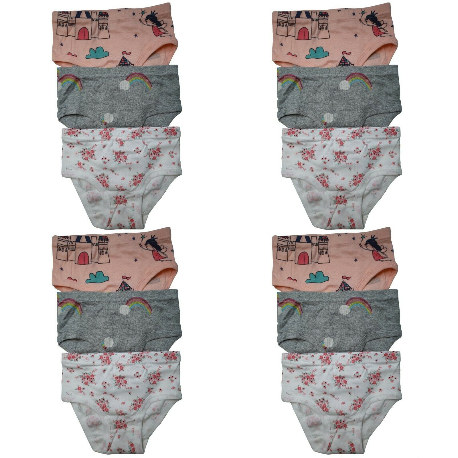 B&Q 12 Packs Toddler Little Girls Kids Underwear Cotton Briefs Size 2T 3T  4T 5T 6T 