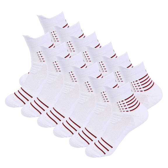 B&Q 12 Pairs Mens Ankle Mid Cut Quarter Crew White Athletic Cotton Cushioned Running Casual Sports Basketball Hiking Socks