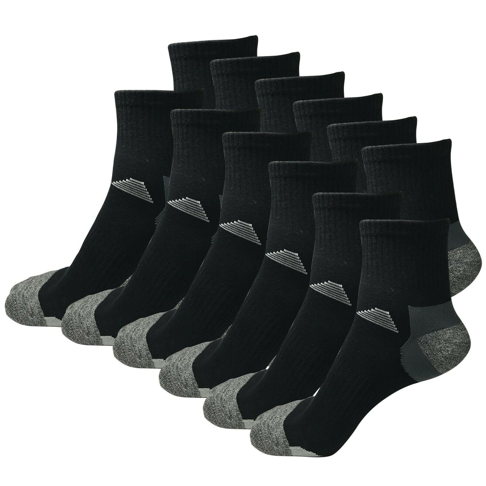 B&Q 12 Pairs Mens Mid Cut Ankle Quarter Crew Athletic Breathable Sport Cotton Socks 6-12