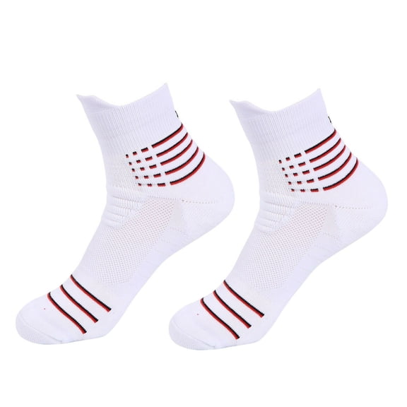 B&Q 2 Pairs Mens Ankle Mid Cut Quarter Crew White Athletic Cotton Cushioned Running Casual Sports Basketball Hiking Socks