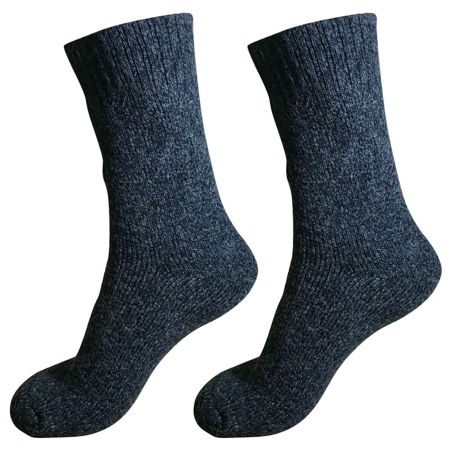 6 Pairs Bamboo Winter Socks – Thick Thermal Cushion – Black, Mid Calf, Men/Women Size 10-13 - View #3