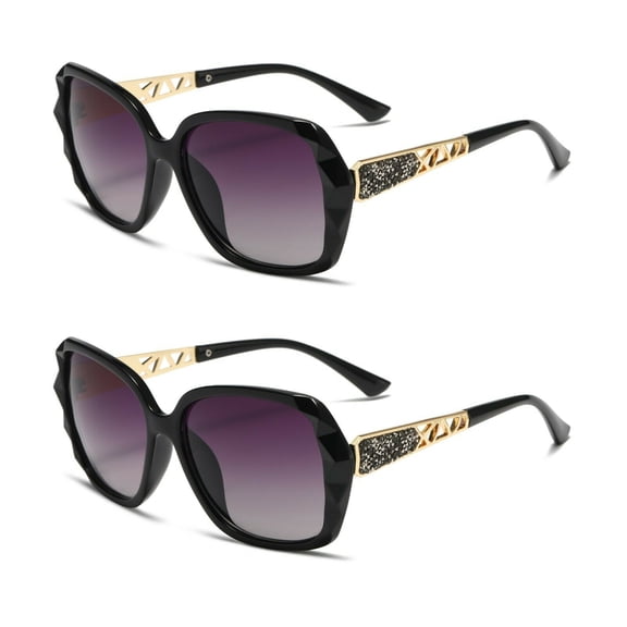 B & Q 2 Pairs Retro Vintage Fashion Classic Oversized Sunglasses UV400 Gender; Unisex Ladies