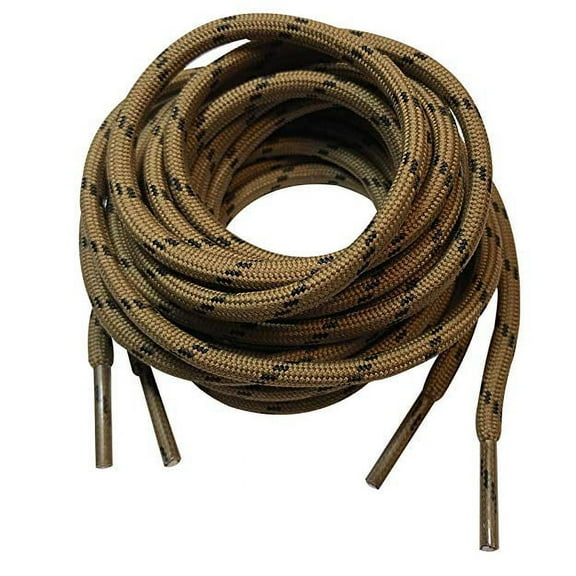 B&Q 3 Pairs Brown Black Spot Round Boot Shoe Laces Strings for Hiking Work Boots 38 40 44 45 46 48 50 52 54 60 63 72 Inches