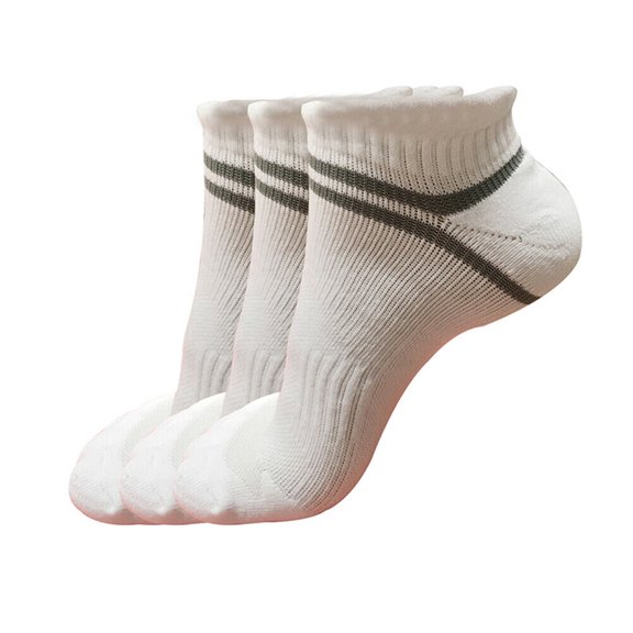 B&Q 3 Pairs Mens Athletic Cotton Low Cut Ankle Breathable Casual Socks with Cushioned Tab for Sneakers Sports Running Jogging Cycling White Size 9-11-10-13