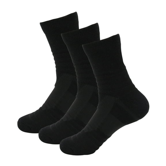 B&Q 3 Pairs Mens Performance Cotton Athletic Casual Dress Crew Cushion Breathable Long Socks for Running Basketball Work Sports Hiking