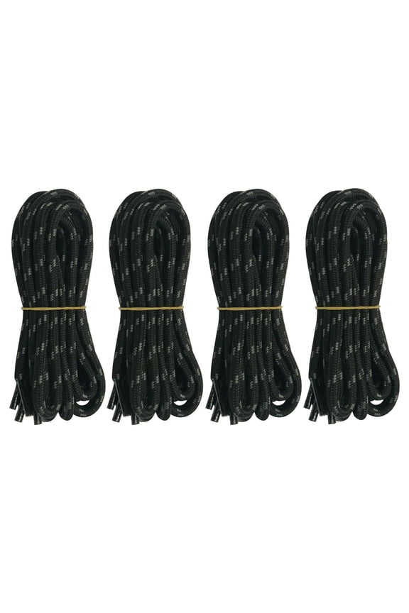 4 Pairs 5mm Thick Heavy Duty Black Gray Spot Hiking Work Boot Laces Shoelaces Strings Replacement for Men Women 39 40 48 54 55 60 63 72 Inches
