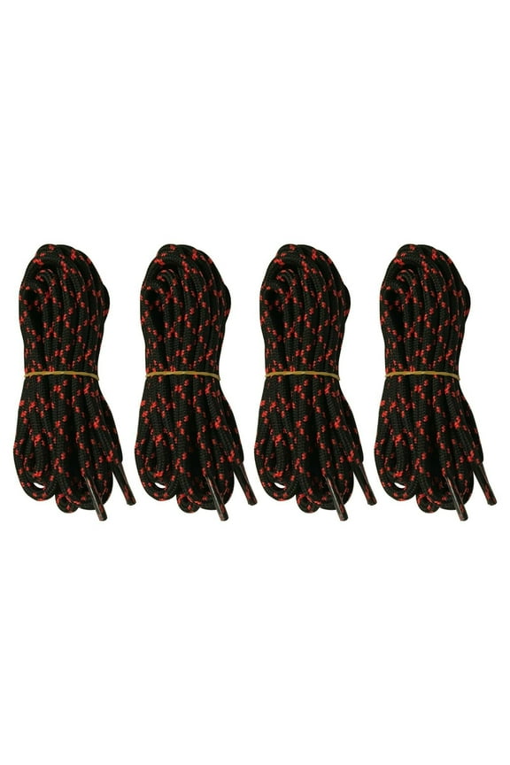 4 Pairs 5mm Thick Heavy Duty Black Red Spot Hiking Work Boot Laces Shoelaces Strings Replacement for Men Women 39 40 48 54 55 60 63 72 Inches