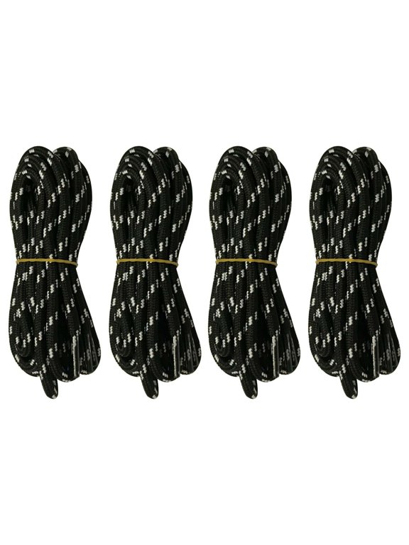 4 Pairs 5mm Thick Heavy Duty Black White Spot Hiking Work Boot Laces Shoelaces Strings Replacement for Men Women 39 40 48 54 55 60 63 72 Inches