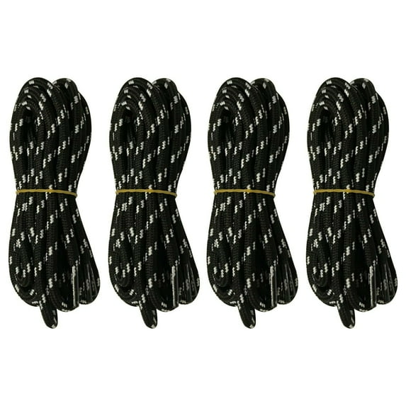 B&Q 4 Pairs 5mm Thick Heavy Duty Black White Spot Hiking Work Boot Laces Shoelaces Strings Replacement for Men Women 39 40 48 54 55 60 63 72 Inches