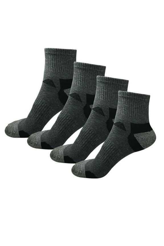 4 Pairs Mens Mid Cut Ankle Quarter Crew Athletic Breathable Sport Cotton Socks 6-12