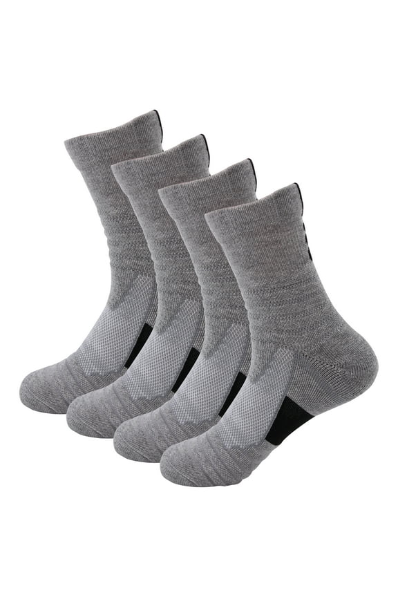 4 Pairs Mens Performance Cotton Athletic Casual Dress Crew Cushion Breathable Long Socks for Running Basketball Work Sports Hiking