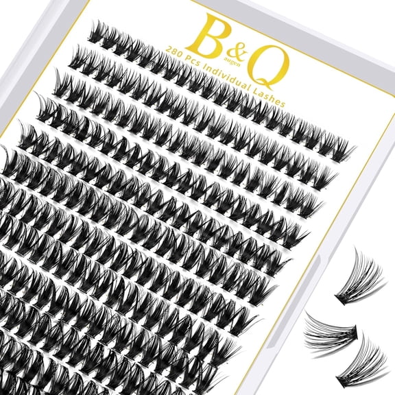 B&Q 40D D-Curl Lash Clusters 280PCS DIY Wispy Cat Eye Extensions