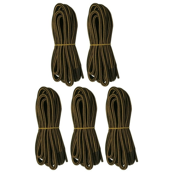 B&Q 5 Pairs 5mm Thick Heavy Duty Black Brown Hiking Work Boot Laces Shoelaces Strings Replacement for Men Women 39 40 48 54 55 60 63 72 Inches