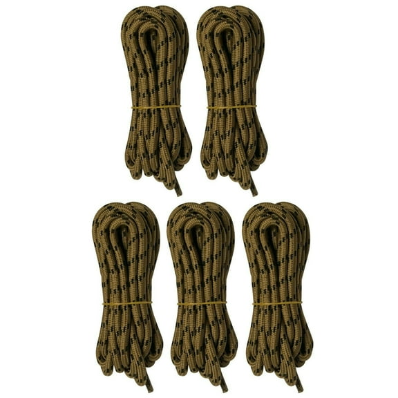 B&Q 5 Pairs 5mm Thick Heavy Duty Brown Black Spot Hiking Work Boot Laces Shoelaces Strings Replacement for Men Women 39 40 48 54 55 60 63 72 Inches