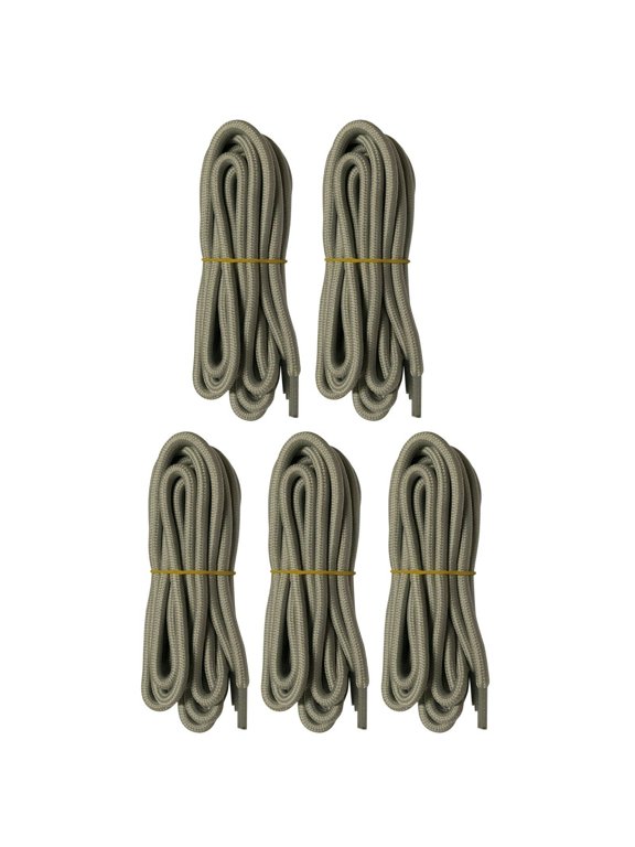 5 Pairs 5mm Thick Heavy Duty Gray Hiking Work Boot Laces Shoelaces Strings Replacement for Men Women 39 40 48 54 55 60 63 72 Inches