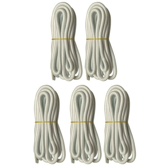 B&Q 5 Pairs 5mm Thick Heavy Duty White Hiking Work Boot Laces Shoelaces Strings Replacement for Men Women 39 40 48 54 55 60 63 72 Inches