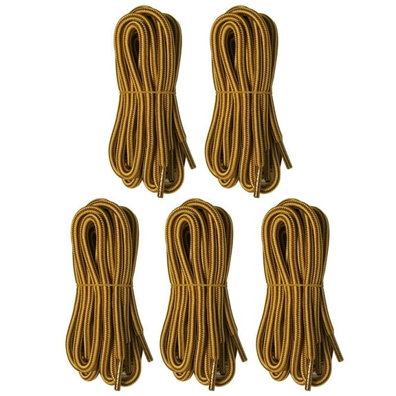 B&Q 5 Pairs 5mm Thick Heavy Duty Yellow Brown Boot Laces Shoelaces Strings Replacements 39 40 48 54 55 60 63 72 Inches
