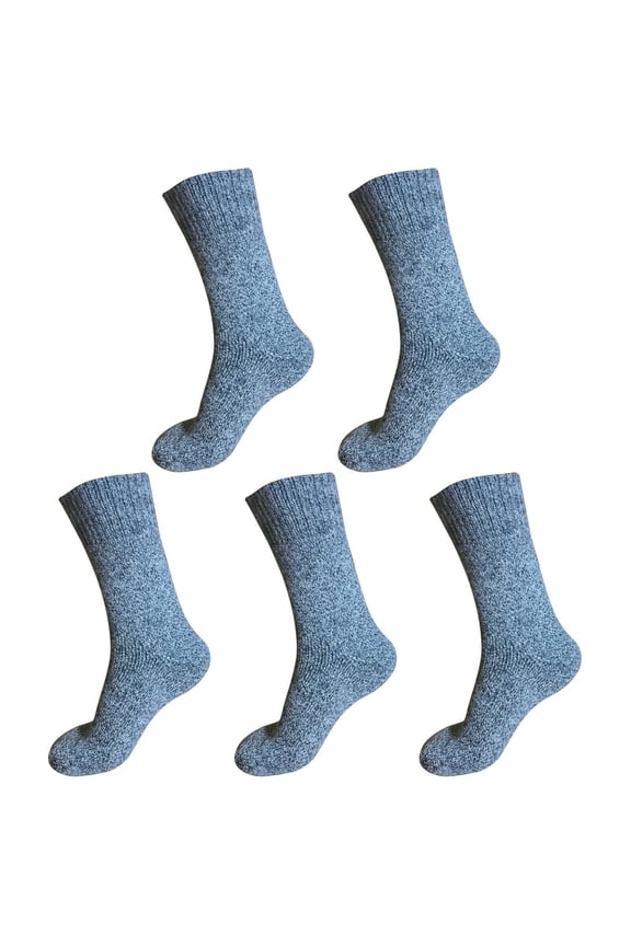 5 Pairs Mens Heavy Duty Winter Socks Thick Thermal Warm Hiking Knit Crew Socks Wool Boot Socks