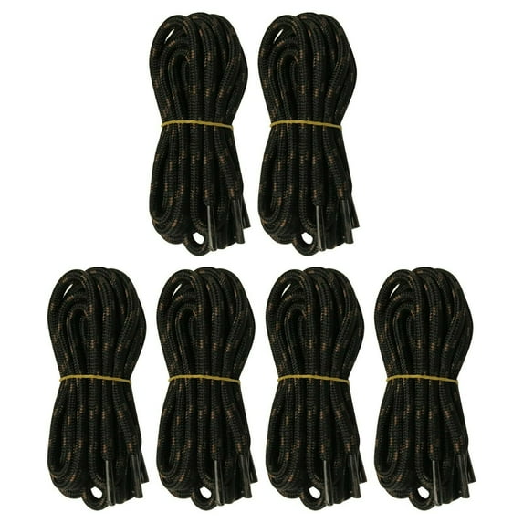 B&Q 6 Pairs 5mm Thick Heavy Duty Black Brown Spot Hiking Work Boot Laces Shoelaces Strings Replacement for Men Women 39 40 48 54 55 60 63 72 Inches