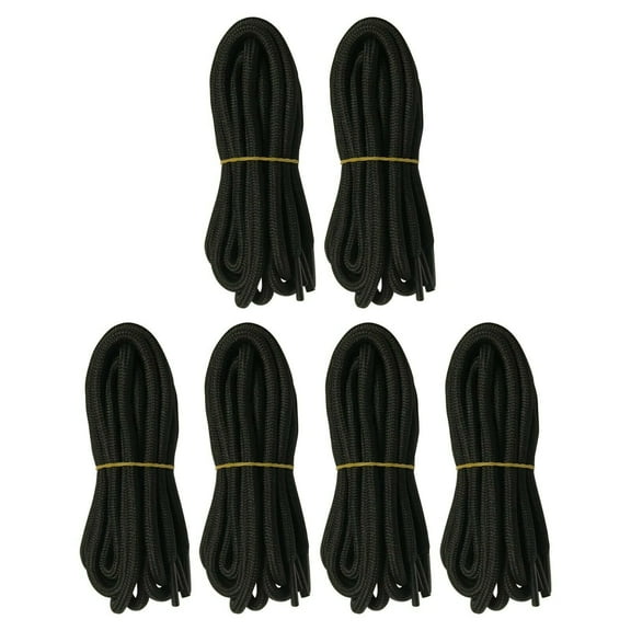 B&Q 6 Pairs 5mm Thick Heavy Duty Black Hiking Work Boot Laces Shoelaces Strings Replacement for Men Women 39 40 48 54 55 60 63 72 Inches