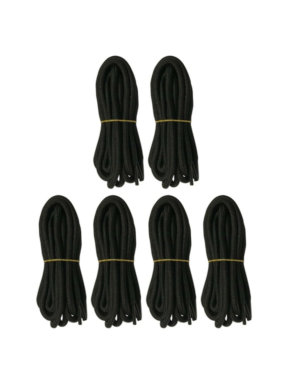 6 Pairs 5mm Thick Heavy Duty Black Hiking Work Boot Laces Shoelaces Strings Replacement for Men Women 39 40 48 54 55 60 63 72 Inches