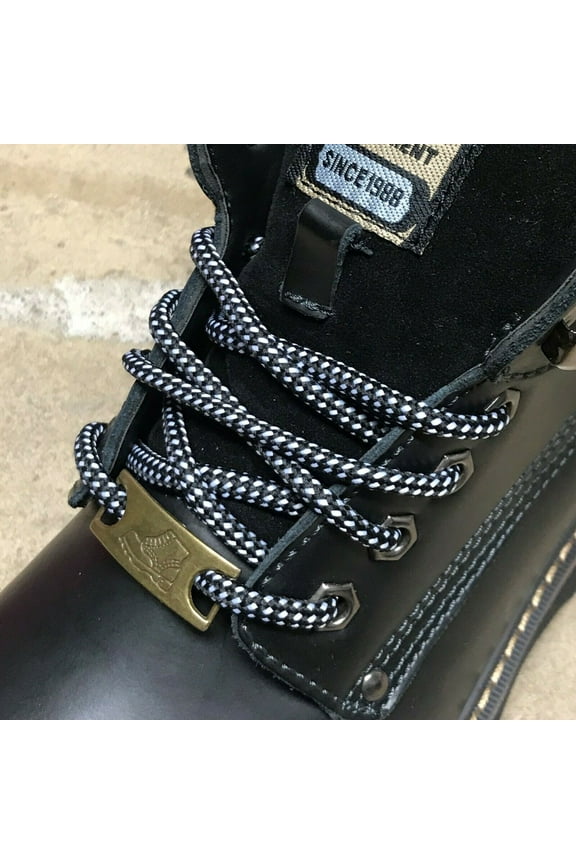 6 Pairs 5mm Thick Heavy Duty Black White Dot Round Boot Laces Shoelaces Strings Replacements for Hiking Work Boots 38 40 44 45 46 48 50 52 54 60 63 72 Inches