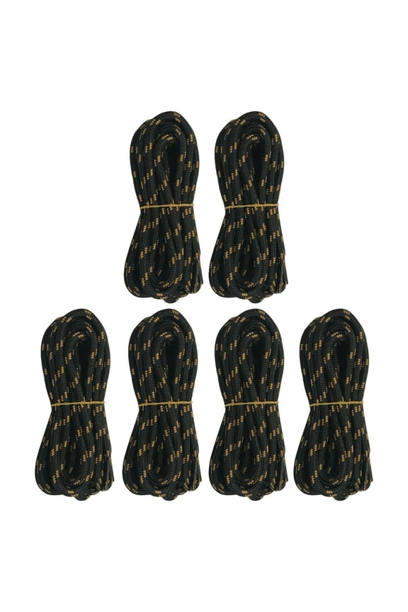 6 Pairs 5mm Thick Heavy Duty Black Yellow Brown Spot Hiking Work Boot Laces Shoelaces Strings Replacement for Men Women 39 40 48 54 55 60 63 72 Inches