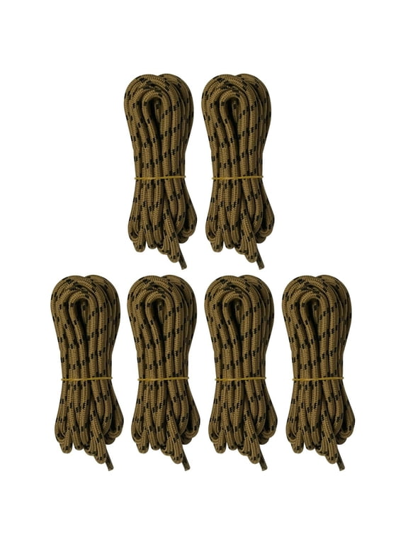 6 Pairs 5mm Thick Heavy Duty Brown Black Spot Hiking Work Boot Laces Shoelaces Strings Replacement for Men Women 39 40 48 54 55 60 63 72 Inches