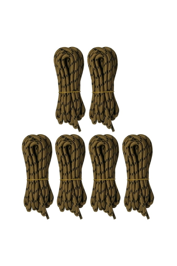 6 Pairs 5mm Thick Heavy Duty Brown Black Spot Hiking Work Boot Laces Shoelaces Strings Replacement for Men Women 39 40 48 54 55 60 63 72 Inches