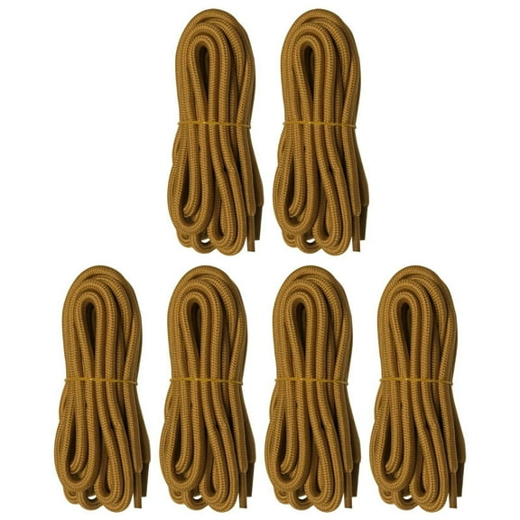 B&Q 6 Pairs 5mm Thick Heavy Duty Brown Hiking Work Boot Laces Shoelaces Strings Replacement for Men Women 39 40 48 54 55 60 63 72 Inches