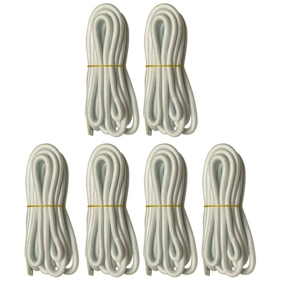 B&Q 6 Pairs 5mm Thick Heavy Duty White Hiking Work Boot Laces Shoelaces Strings Replacement for Men Women 39 40 48 54 55 60 63 72 Inches