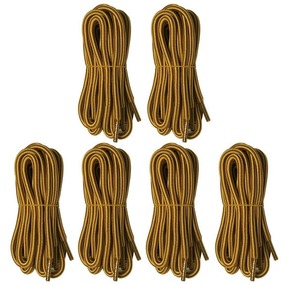 B&Q 6 Pairs 5mm Thick Heavy Duty Yellow Brown Hiking Work Boot Laces Shoelaces Strings Replacement for Men Women 39 40 48 54 55 60 63 72 Inches