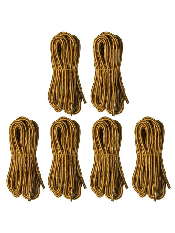 6 Pairs 5mm Thick Heavy Duty Yellow Brown Hiking Work Boot Laces Shoelaces Strings Replacement for Men Women 39 40 48 54 55 60 63 72 Inches