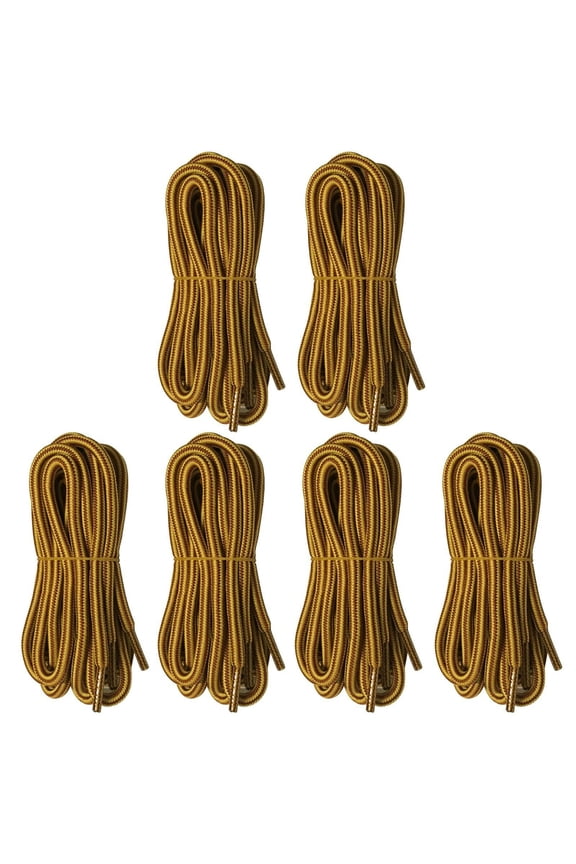 6 Pairs 5mm Thick Heavy Duty Yellow Brown Hiking Work Boot Laces Shoelaces Strings Replacement for Men Women 39 40 48 54 55 60 63 72 Inches