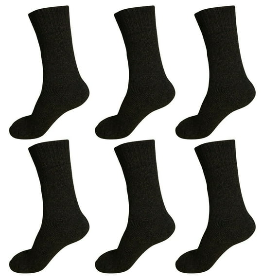 B&Q 6 Pairs Mens Heavy Duty Winter Socks Thick Thermal Warm Hiking Knit Crew Socks Wool Boot Socks