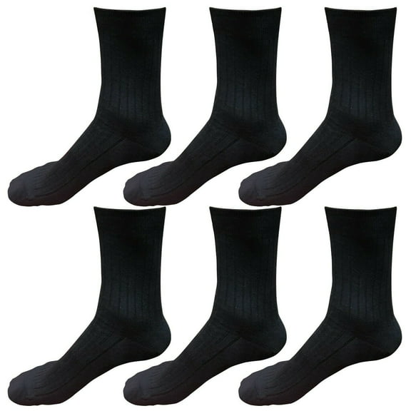 B&Q 6 pairs 98% Cotton Mens Breathable Comfortable Soft Fashion Casual Crew Business Dress Socks Mid Calf Size 9-11