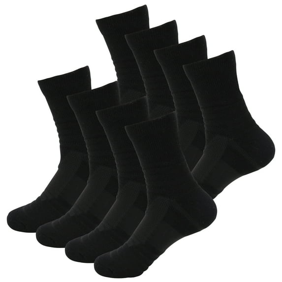B&Q 8 Pairs Mens Performance Cotton Athletic Casual Dress Crew Cushion Breathable Long Socks for Running Basketball Work Sports Hiking