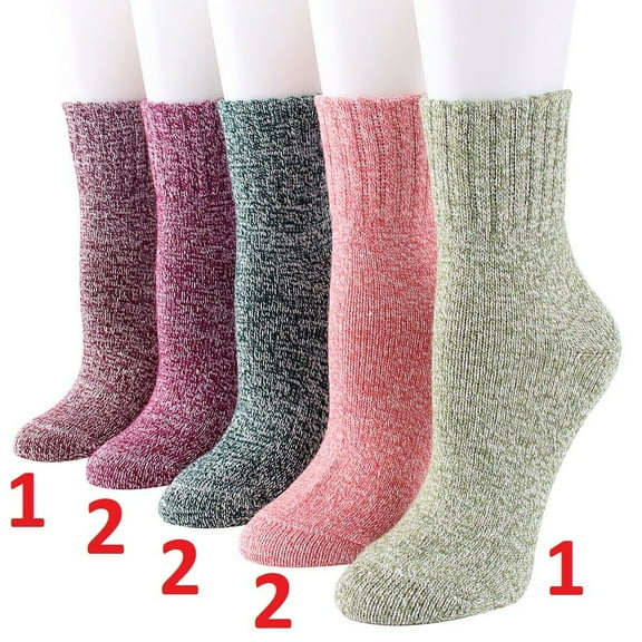 B&Q 8 Pairs Womens Winter Casual Wool Blend Thick Knit Thermal Warm Crew Cozy Boot Socks Size 5-10