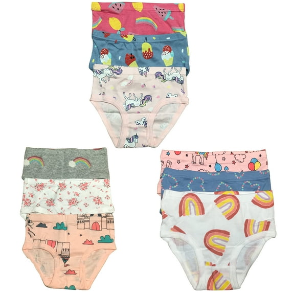 B&Q 9-Pack Toddler Little Girls' Cotton Briefs | Sizes 2T-7T: Stylish and Cozy Comfort for Adorable Wear