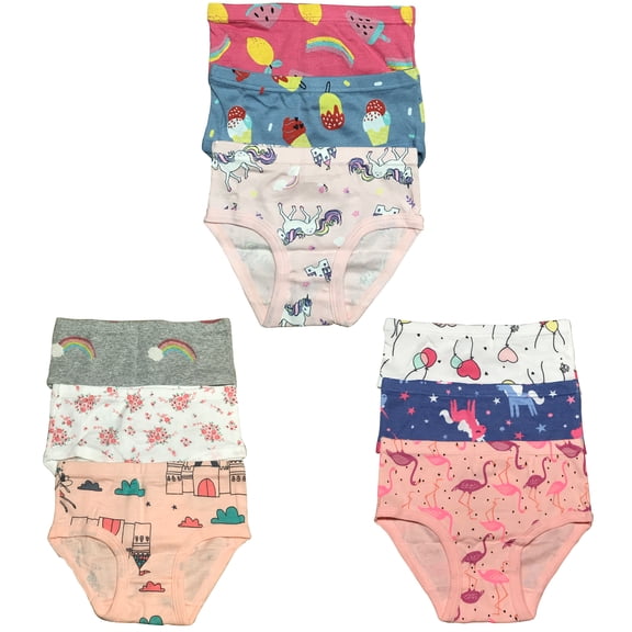 B&Q 9-Pack Toddler Little Girls' Cotton Briefs | Sizes 2T-7T: Stylish and Cozy Wear for Adorable Comfort