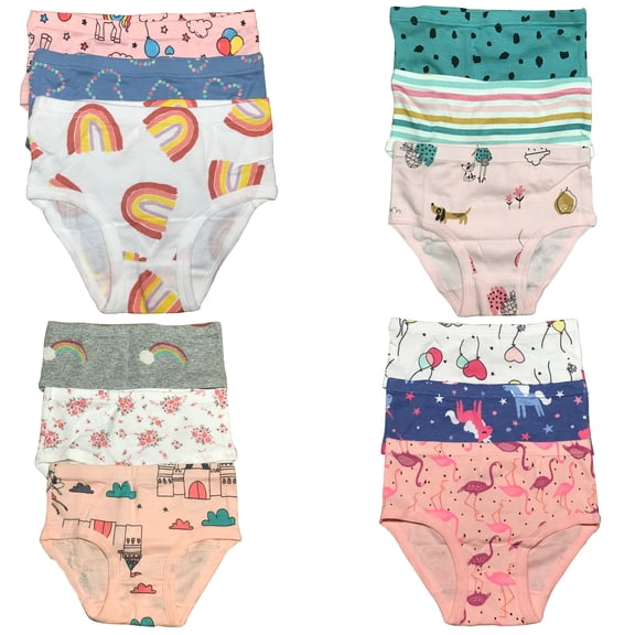 B&Q Adorable 12-Pack Premium Cotton Briefs for Toddler Girls | Sizes 2T-7T | Soft and Comfortable