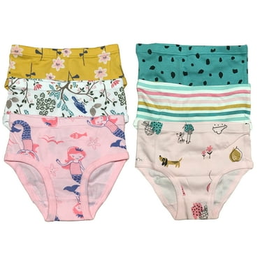B&Q Comfortable Cotton Briefs for Toddler Little Girls - 6-Pack Assortment - Sizes 2T to 7T