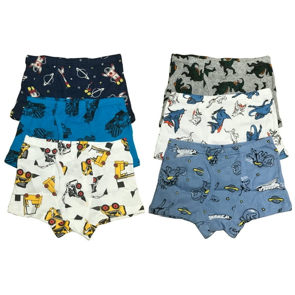 B&Q Cozy Cotton Boxer Briefs for Little Boys - 6-Pack Assortment - Sizes 4T to 8T