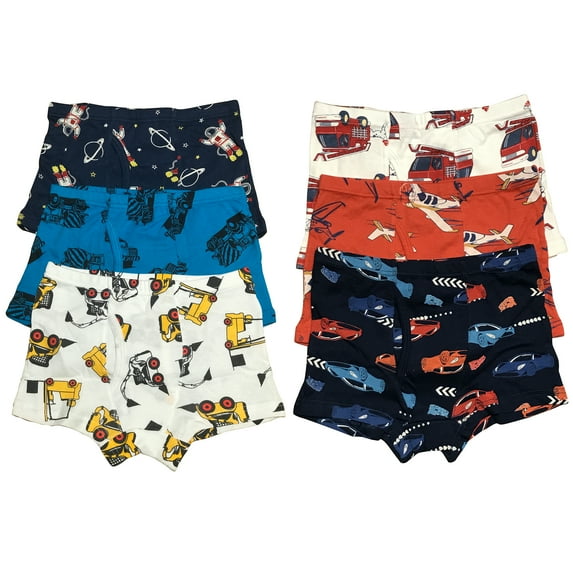 B&Q Cozy Cotton Boxer Briefs for Little Boys - 6-Pack Assortment - Sizes 4T to 8T