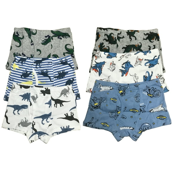 B&Q Cozy Cotton Boxer Briefs for Little Boys - 6-Pack Assortment - Sizes 4T to 8T