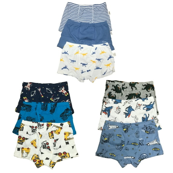 B&Q Delivers Style and Comfort: Toddler Boys 9-Pack Cotton Boxer Briefs - Sizes 4T-8T | High-Quality Choice for Your Little One