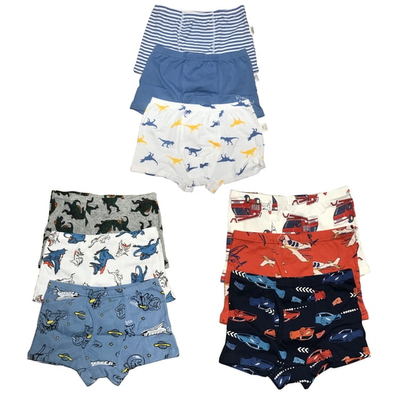 B&Q Delivers Style and Comfort: Toddler Boys 9-Pack Cotton Boxer Briefs - Sizes 4T-8T | High-Quality Choice for Your Little One