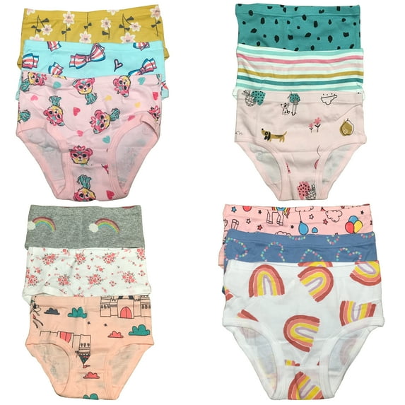 B&Q High-Quality Cotton Briefs in Convenient 12-Packs for Toddler Girls: Sizes 2T, 3T, 4T, 5T, 6T, 7T