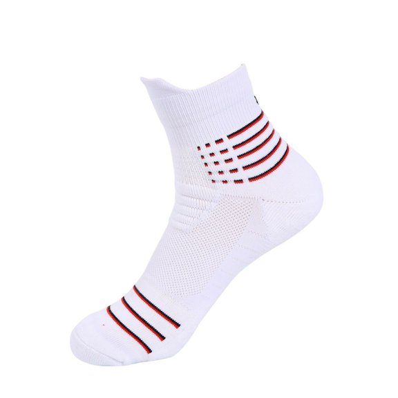 B&Q Mens Ankle Mid Cut Quarter Crew White Athletic Cotton Cushioned Running Casual Sports Basketball Hiking Socks