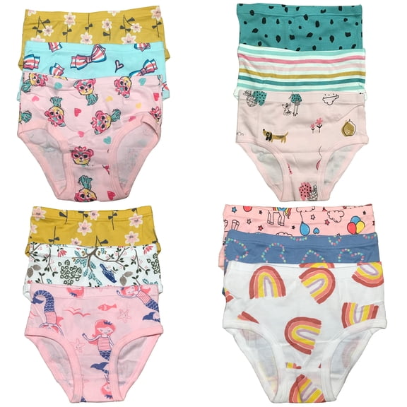 B&Q Premium Toddler Girls' Briefs 12-Pack in Sizes 2T-7T